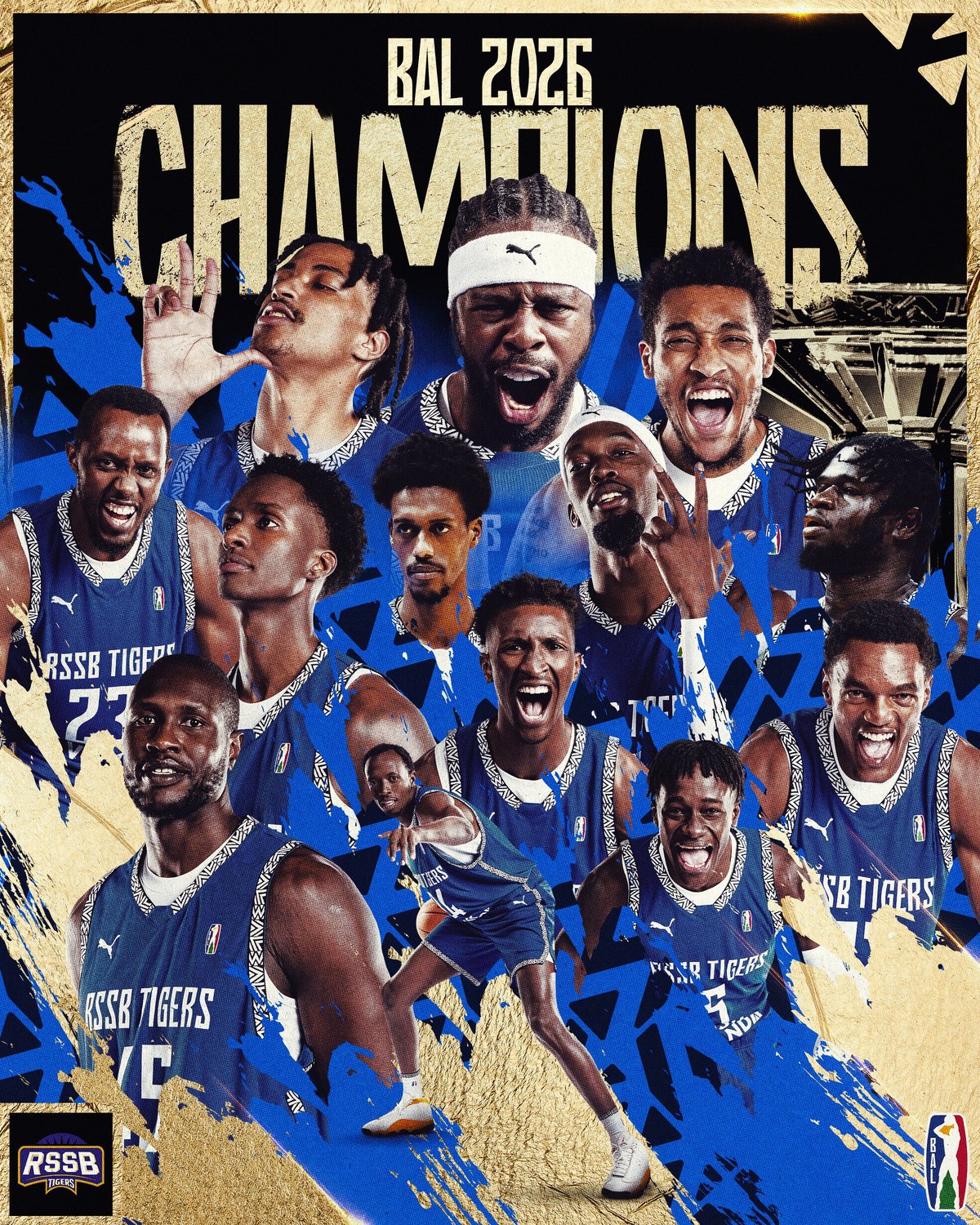 Official Basketball Africa League RSSB Tigers 2026 champions poster